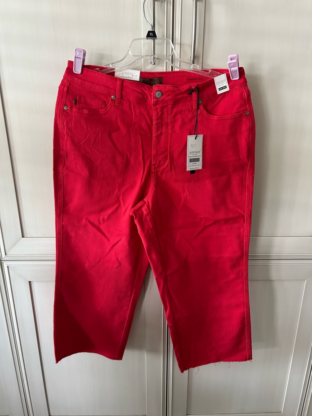 Judy Blue Red Garment-Dyed Cropped Jeans